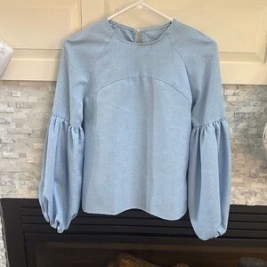 Amazon Sky Blue Women's Blouse with Puff Sleeves